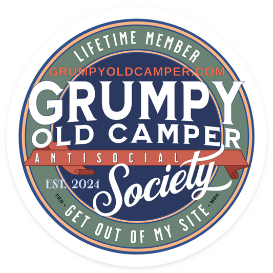 JOIN THE CLUB! Grumpy Old Camper Anti-Social Society sticker