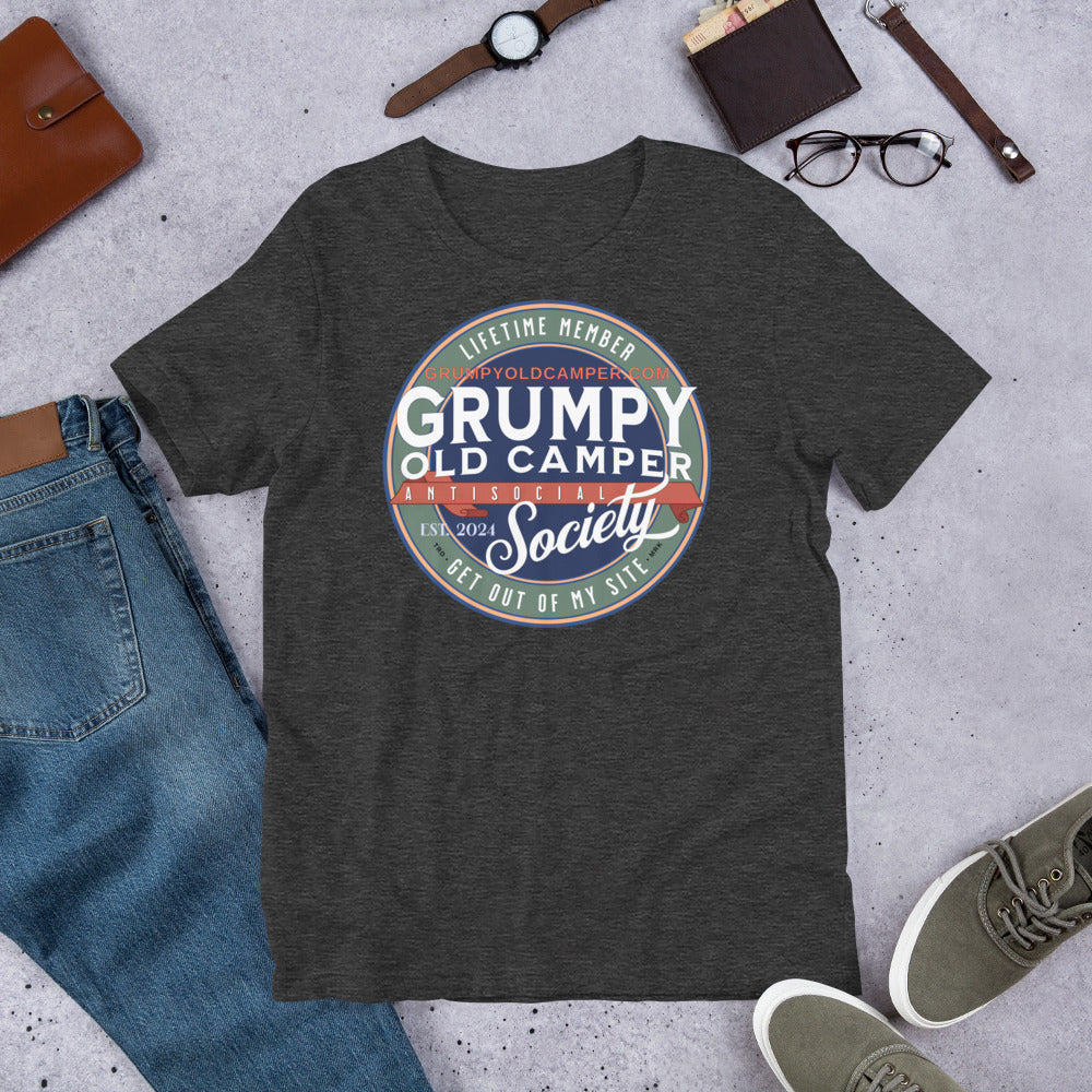 Lifetime Membership Grumpy Old Camper Antisocial Society Unisex t-shirt