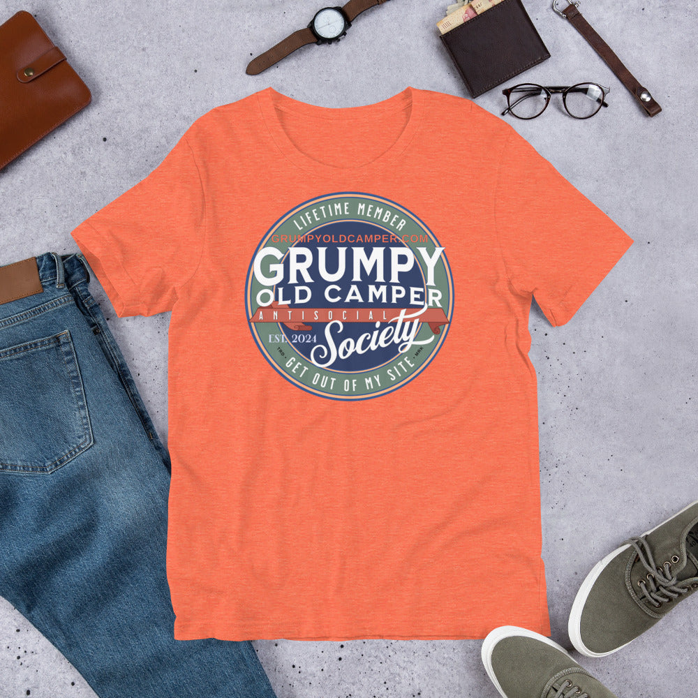 Lifetime Membership Grumpy Old Camper Antisocial Society Unisex t-shirt